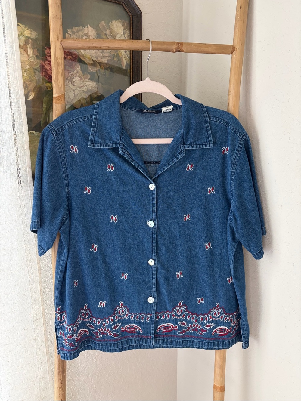 Austin Clothing Co Chambray Cotton Paisley Top